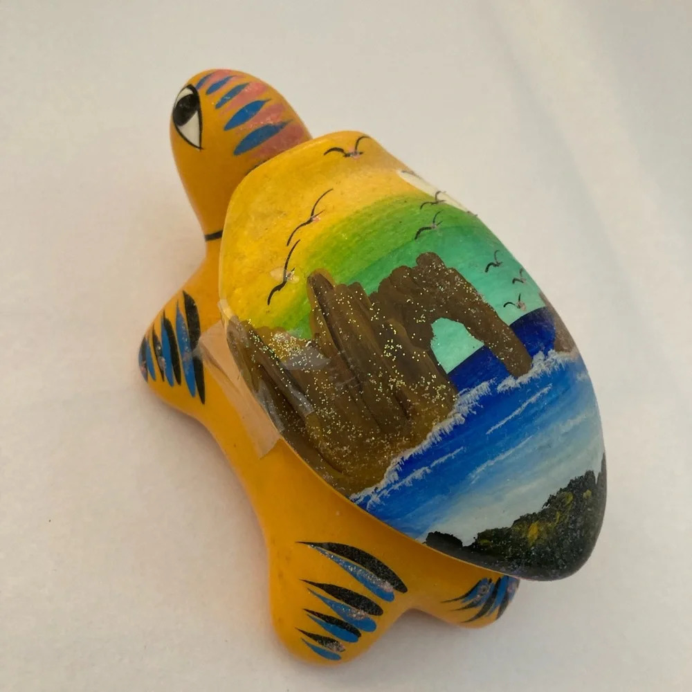 Yellow Turtle Trinket Figurine Souvenir From Cabo San Lucas